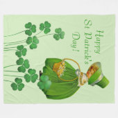 Girl Picking Shamrocks St Patrick's Day Fleece Deken (Voorkant (Horizontaal))