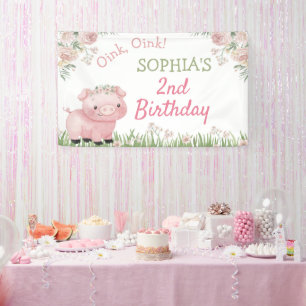 Girl Pig Party Decoratie, Piggy Verjaardag Achterg Spandoek