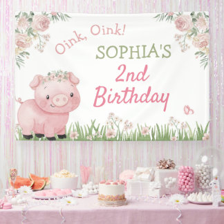 Girl Pig Party Decoratie, Piggy Verjaardag Achterg Spandoek