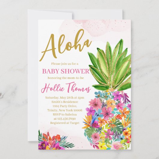 Girl Pineapple Baby shower Kaart (Voorkant)