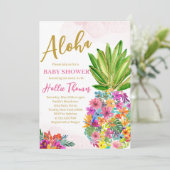 Girl Pineapple Baby shower Kaart (Staand voorkant)
