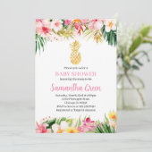 Girl Pineapple Baby shower Kaart (Staand voorkant)