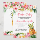 Girl Pineapple Baby shower Kaart (Voorkant / Achterkant)