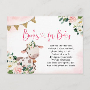 Girl Pink Boerderij Baby shower Books for Baby Inv Uitnodiging Briefkaart