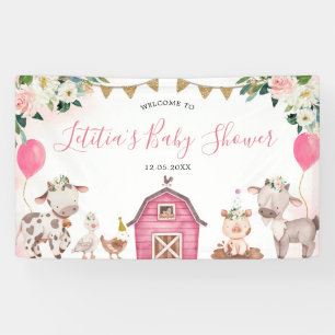 Girl Pink Boerderij Baby shower Large Banner Sign
