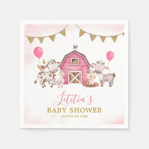 Girl Pink Boerderij Baby shower Paper Napkin Servet