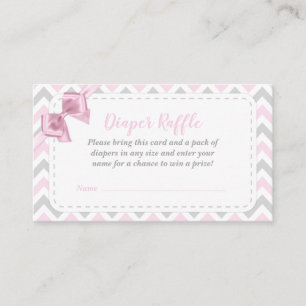 Girl Pink Bow Baby shower Diaper Raffle Card Informatiekaartje