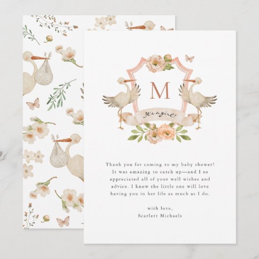 Girl Pink - Hartelijk dank Bedankkaart (Voorkant / Achterkant)