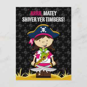 Girl Pirate Captain Briefkaart
