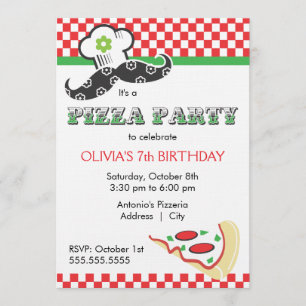 Girl Pizza Party Invitation Kaart