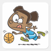 Girl Plays Basketball Square Sticker (Voorkant)