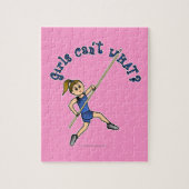 Girl Pole Vaulting - Blauw (licht) Legpuzzel (Verticaal)