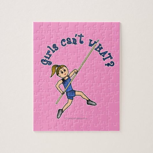 Girl Pole Vaulting - Blauw (licht) Legpuzzel (Verticaal)