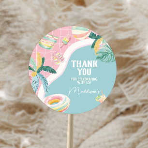 Girl Pool Party Verjaardagsfeestje Ronde Sticker