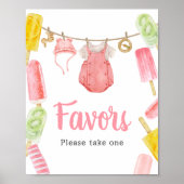 Girl Popsicle Baby shower Favors Poster (Voorkant)