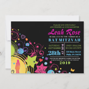 GIRL POWER Bright Bat Mitzvah Uitnodiging