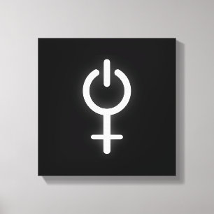 Girl Power Electronic Symbol for Gamer Vrouw Sign Canvas Afdruk