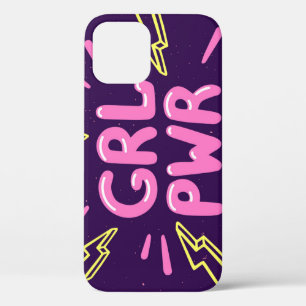 Girl power feminist slogan, violet background. iPhone 12 hoesje