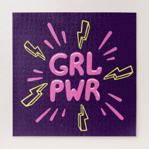 Girl power feminist slogan, violet background. legpuzzel