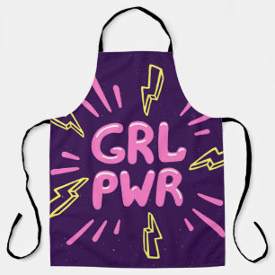 Girl power feminist slogan, violet background. schort