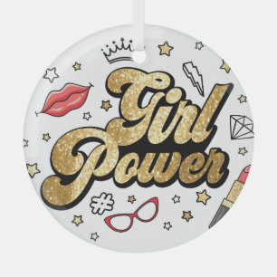 Girl Power: feministisch glitter. Glas Ornament