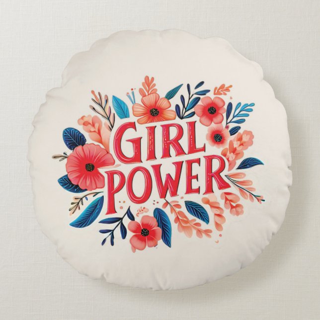 Girl Power Rond Kussen (Voorkant)