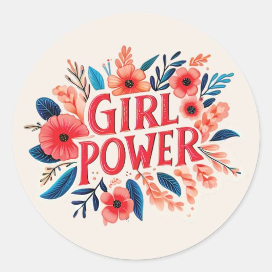 Girl Power Ronde Sticker (Voorkant)