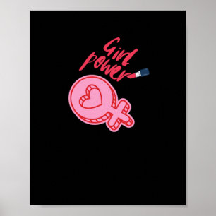 Girl Power Roze Feministische Sticker Poster