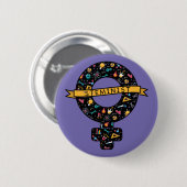 Girl Power: STEMinistisch symbool Ronde Button 5,7 Cm (Voorkant /achterkant)
