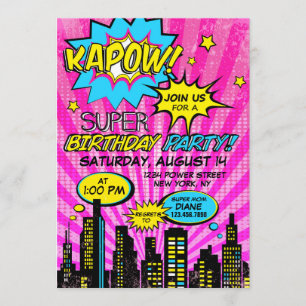 Girl Power Super Hero Comic Book Birthday Kaart