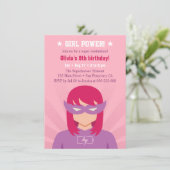 Girl Power Superhero Verjaardagsfeestje Bash Kaart (Staand voorkant)