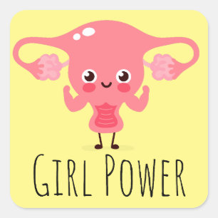 Girl Power / Uterus Puns / Uterus Jokes Vierkante Sticker