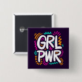 Girl Power Vierkante Button 5,1 Cm (Voorkant /achterkant)