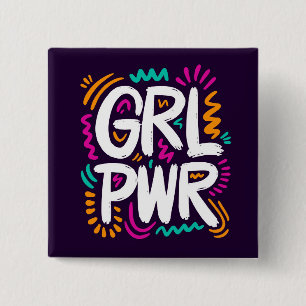 Girl Power Vierkante Button 5,1 Cm