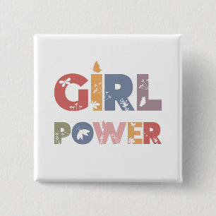 Girl Power Vierkante Button 5,1 Cm