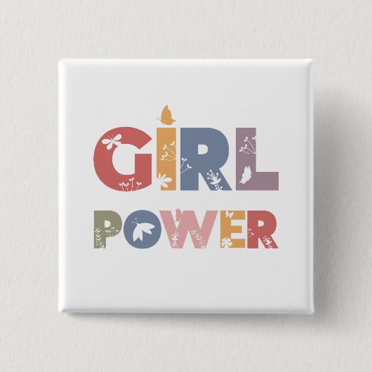 Girl Power Vierkante Button 5,1 Cm (Voorkant)
