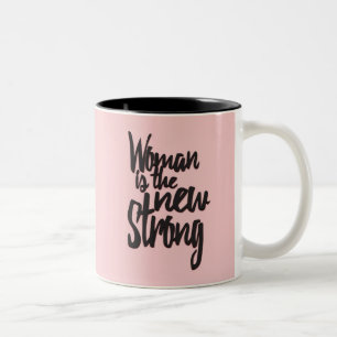 Girl Power Woman is de Nieuwe Sterk in Roze Zwart Tweekleurige Koffiemok