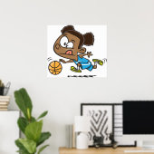 Girl Pplaying Basketball Poster (Thuiskantoor)
