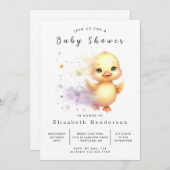 Girl Printable Duck Baby shower Kaart (Voorkant / Achterkant)