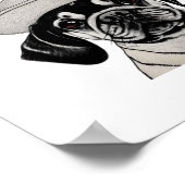 Girl Pug Dog Pet zwart-wit afdrukken Poster (Hoek)