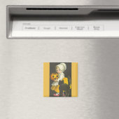 Girl Pumpkin Black Cat  Halloween Magnet Magneet (Insitu (Vaatwasser))