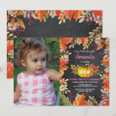 Girl Pumpkin Herfst Birthday Uitnodiging (Voorkant / Achterkant)