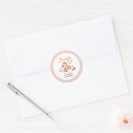 Girl Pumpkin Patch Bows Verjaardagsfeest Ronde Sticker