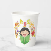 Girl Reading Learning ABC Letters and Toys Papieren Bekers (Voorkant)