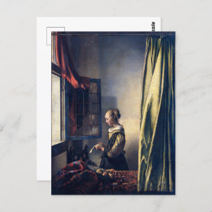 Girl Reading Letter by Open Window   Vermeer   Briefkaart