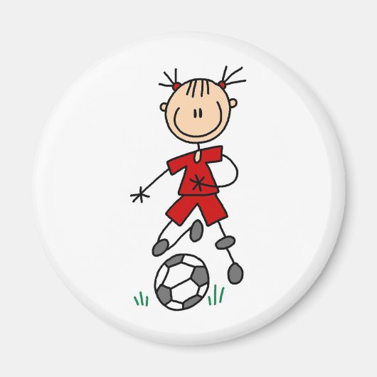 Girl Red Soccer Uniform Magneet (Voorkant)