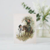 Girl Rides Shetland Pony  Briefkaart (Staand voorkant)