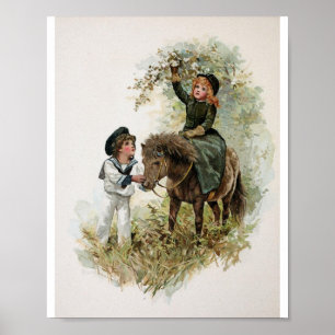 Girl Rides Shetland Pony  Poster