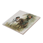 Girl Rides Shetland Pony  Tegeltje (Zijkant)