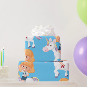 Girl Riding A Unicorn Cadeaupapier